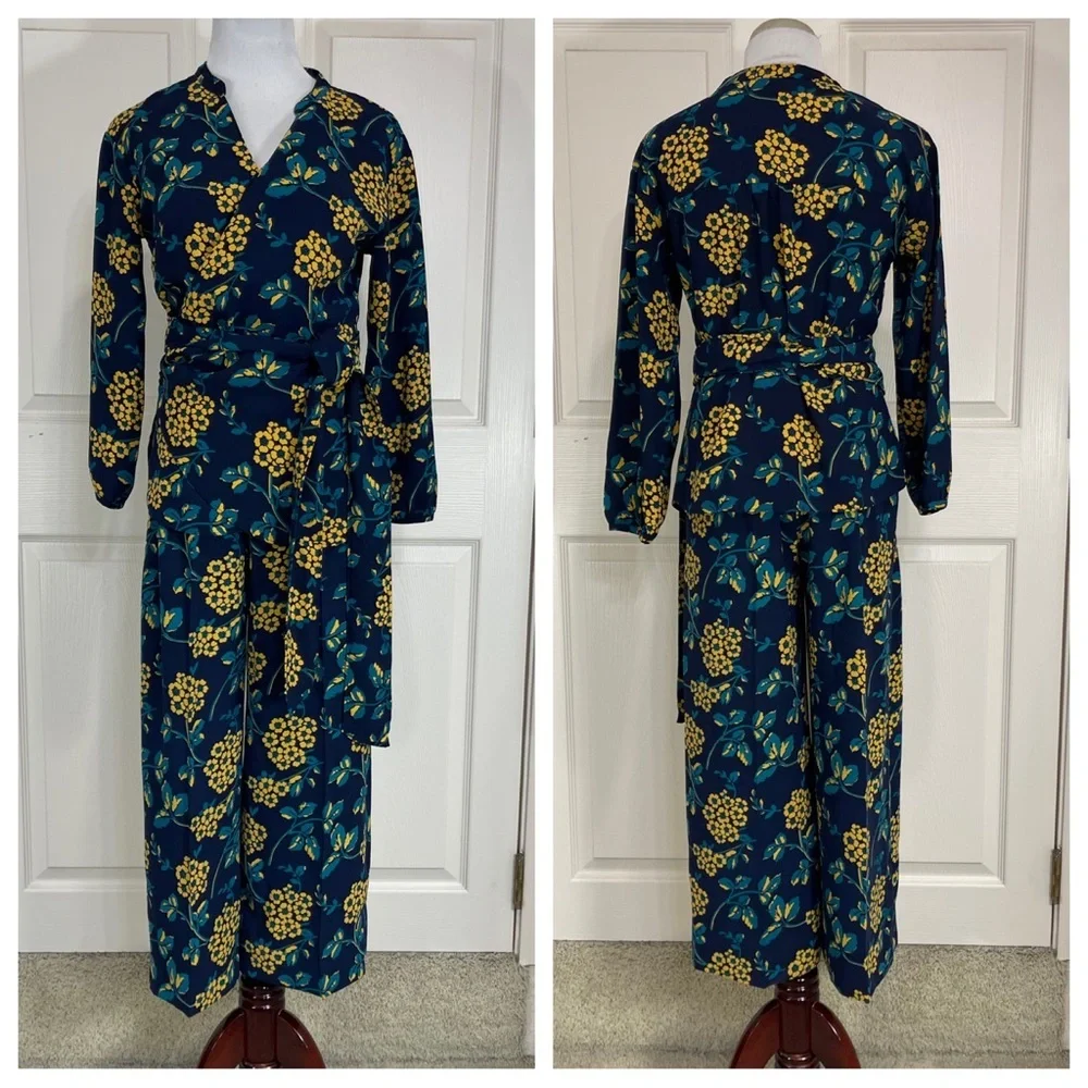 J. Crew Drapey Crepe Wrap Top and matching pants